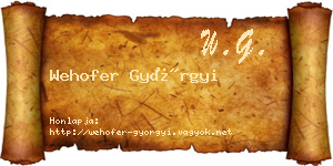 Wehofer Györgyi névjegykártya